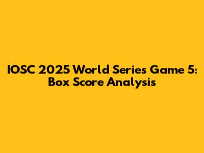 IOSC 2025 World Series Game 5: Box Score Analysis