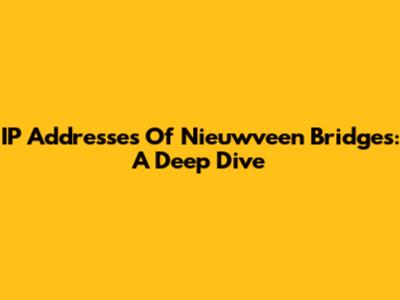 IP Addresses Of Nieuwveen Bridges: A Deep Dive