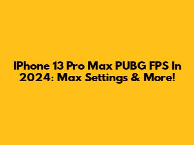 IPhone 13 Pro Max PUBG FPS In 2024: Max Settings & More!