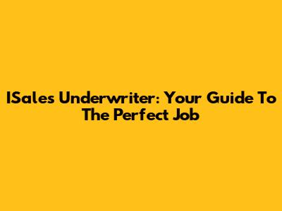 ISales Underwriter: Your Guide To The Perfect Job