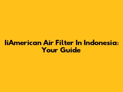 IiAmerican Air Filter In Indonesia: Your Guide