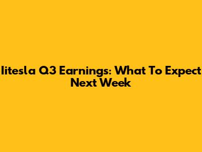 Iitesla Q3 Earnings: What To Expect Next Week