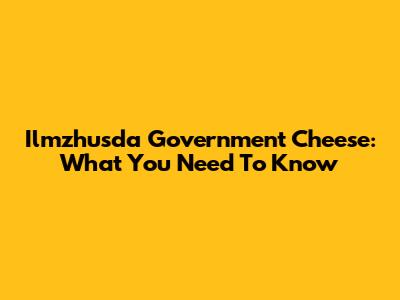 Ilmzhusda Government Cheese: What You Need To Know