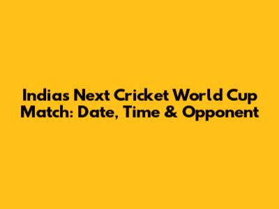 India's Next Cricket World Cup Match: Date, Time & Opponent