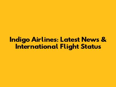 Indigo Airlines: Latest News & International Flight Status