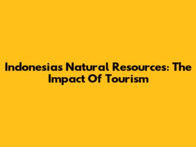 Indonesia's Natural Resources: The Impact Of Tourism