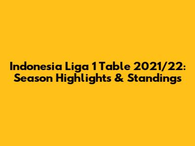 Indonesia Liga 1 Table 2021/22: Season Highlights & Standings