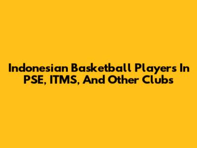 Indonesian Basketball Players In PSE, ITMS, And Other Clubs