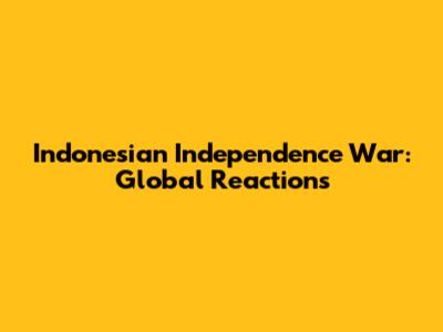 Indonesian Independence War: Global Reactions