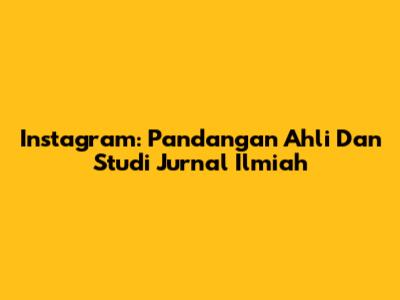 Instagram: Pandangan Ahli Dan Studi Jurnal Ilmiah
