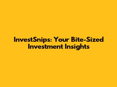 InvestSnips: Your Bite-Sized Investment Insights