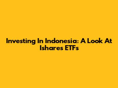 Investing In Indonesia: A Look At Ishares ETFs