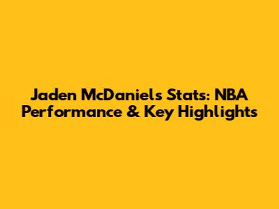 Jaden McDaniels Stats: NBA Performance & Key Highlights