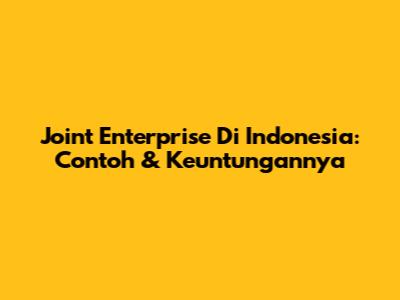 Joint Enterprise Di Indonesia: Contoh & Keuntungannya