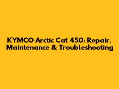 KYMCO Arctic Cat 450: Repair, Maintenance & Troubleshooting