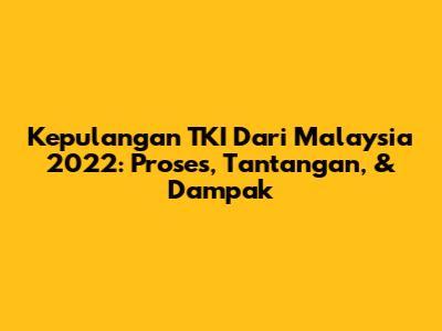 Kepulangan TKI Dari Malaysia 2022: Proses, Tantangan, & Dampak