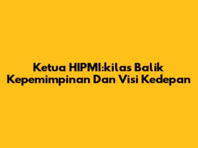 Ketua HIPMI:kilas Balik Kepemimpinan Dan Visi Kedepan