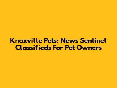 Knoxville Pets: News Sentinel Classifieds For Pet Owners