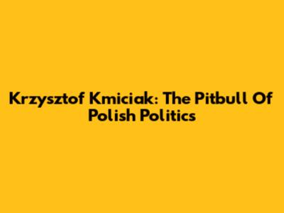 Krzysztof Kmiciak: The Pitbull Of Polish Politics