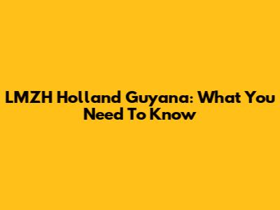 LMZH Holland Guyana: What You Need To Know