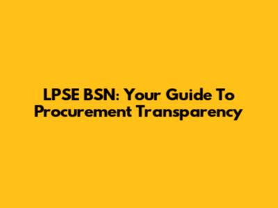 LPSE BSN: Your Guide To Procurement Transparency