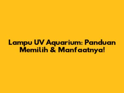 Lampu UV Aquarium: Panduan Memilih & Manfaatnya!