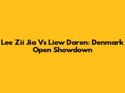 Lee Zii Jia Vs Liew Daren: Denmark Open Showdown