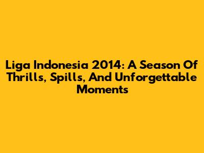 Liga Indonesia 2014: A Season Of Thrills, Spills, And Unforgettable Moments