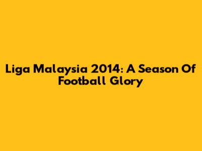 Liga Malaysia 2014: A Season Of Football Glory