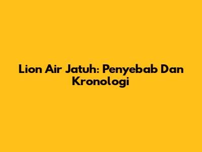 Lion Air Jatuh: Penyebab Dan Kronologi