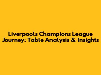 Liverpool's Champions League Journey: Table Analysis & Insights