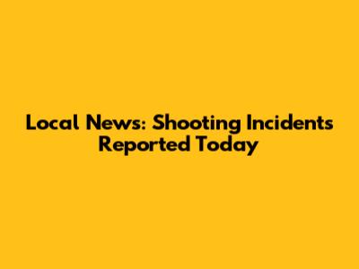Local News: Shooting Incidents Reported Today