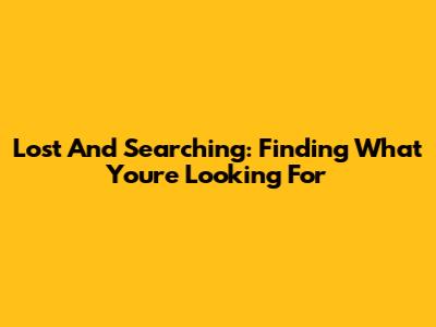 Lost And Searching: Finding What You're Looking For