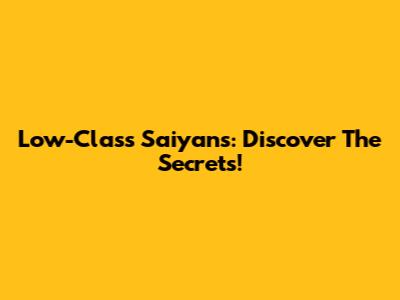 Low-Class Saiyans: Discover The Secrets!
