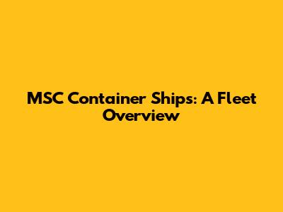 MSC Container Ships: A Fleet Overview