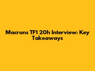 Macron's TF1 20h Interview: Key Takeaways