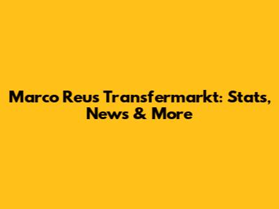 Marco Reus Transfermarkt: Stats, News & More