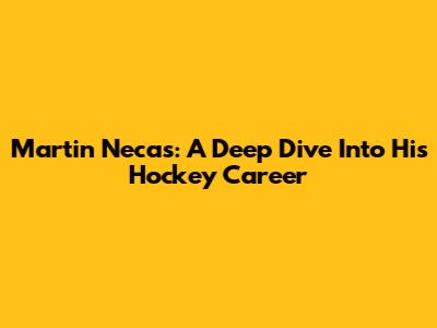 Martin Necas: A Deep Dive Into His Hockey Career