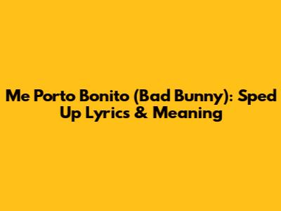 Me Porto Bonito (Bad Bunny): Sped Up Lyrics & Meaning