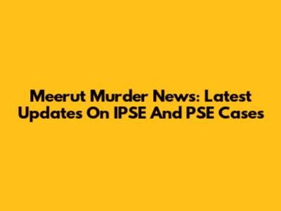 Meerut Murder News: Latest Updates On IPSE And PSE Cases