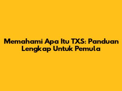 Memahami Apa Itu TXS: Panduan Lengkap Untuk Pemula