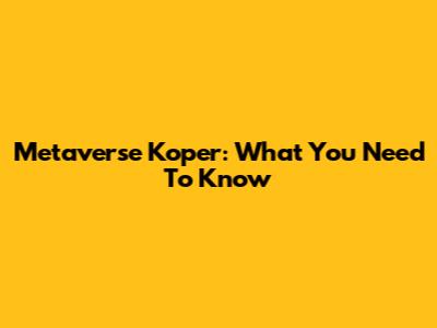 Metaverse Koper: What You Need To Know