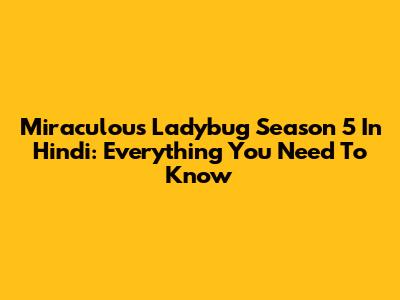 Miraculous Ladybug Season 5 In Hindi: Everything You Need To Know
