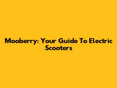 Mooberry: Your Guide To Electric Scooters