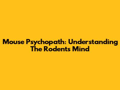 Mouse Psychopath: Understanding The Rodent's Mind