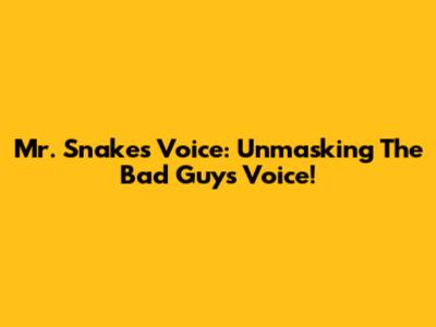 Mr. Snake's Voice: Unmasking The Bad Guy's Voice!
