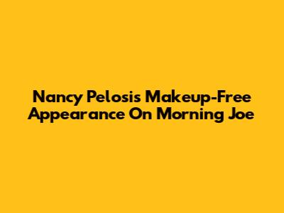Nancy Pelosi's Makeup-Free Appearance On Morning Joe