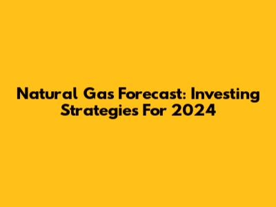 Natural Gas Forecast: Investing Strategies For 2024