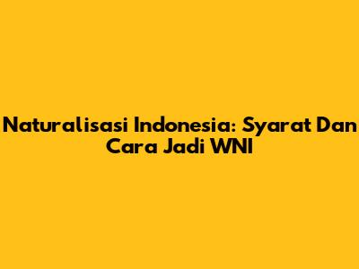 Naturalisasi Indonesia: Syarat Dan Cara Jadi WNI