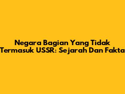 Negara Bagian Yang Tidak Termasuk USSR: Sejarah Dan Fakta